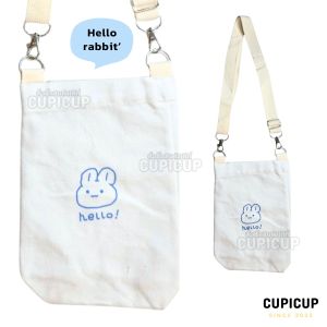 [พร้อมส่ง🇹🇭] ถุงผ้าใส่แก้ว หูหิ้วแก้ว มีสายสะพาย ปรับสั้นยาวได้ ลายมินิมอล ถุงใส่แก้ว ถุงทรงกระบอก