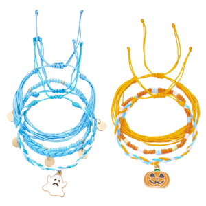 Có thể điều chỉnh Halloween Vòng đeo tay hoán đổi cho nhau Gạo Hạt bí ngô specters Mặt dây chuyền Stackable Thiết kế co giãn dây đeo cổ tay trang phục