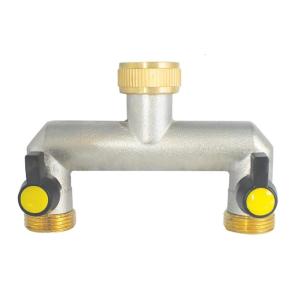 Practical Double Control Garden Faucet Adapters with Portable Sturdy Brass Construction and Rustproof Easy Installion