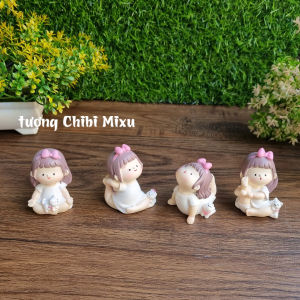 Bộ 04 tượng bé gái tập Yoga để bàn trang trí taplo xe xinh xắn đáng yêu Thủ công Tượng điêu khắc