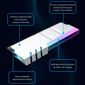 Heatsink Cooler Memory Cooling Heat Sink Synchronous ARGB Light Radiator Small & Lightweight Groove Heatsink Cooler