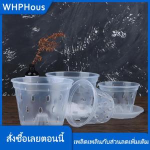 WHPHous กระถางปลูกต้นไม้1ชิ้นสำหรับสวนกระถางระบายน้ำพร้อมรูใสกล้วยไม้อุปกรณ์กระถางพลาสติกระบายอากาศได้ดี