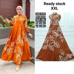 GAMIS RAYON CANDI MEKAR MOTIF DAUN ELEGANT