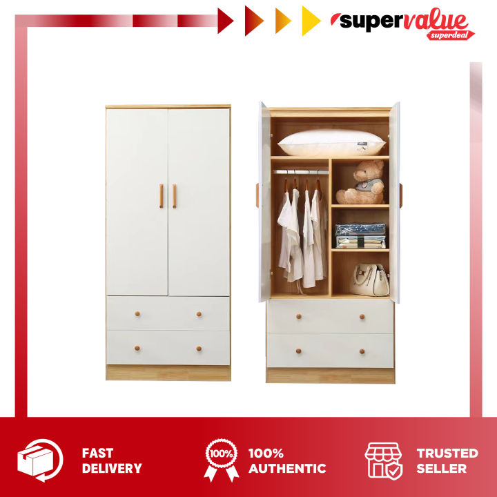 SuperValue Solid Wood Wardrobe Clothing Storage with Drawers