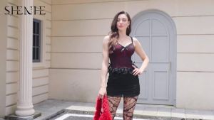 SHENHE Womens Lace Bow Front Shoulder Strap V Camisole Vest Y2K Gothic Crop Top