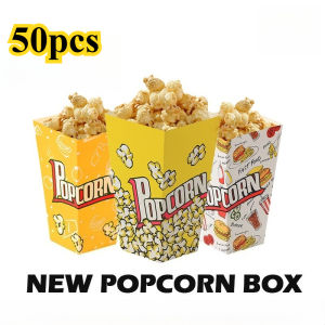 50pcs Popcorn Boxes Paper Popcorn Bucket Popcorn Bowls Bags 28oz Containers Disposable French Fry Snack Bowl