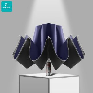 LORDWEY Fully Automatic Umbrella 10 Ribs Reflective Trip umbrella Reverse Folding Sunshade Rain Umbrella