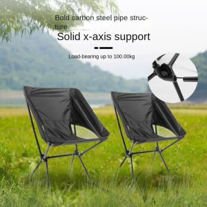 GONGL Collapsible Foldable Camping Chair Backrest Wear-resistant Moon Chair Portable Breathable Fishing Folding Chair for  Garden Picnic Beach