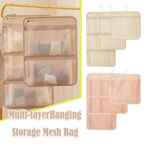 SDFBN จุได้มาก ถุงเก็บชุดชั้นในแบบแขวน หลายชั้น ใช้ซ้ำได้ ที่จัดเก็บถุงเท้า อุปกรณ์อเนกประสงค์ ประหยัดพื้นที่มาก ถุงตาข่ายเก็บของ อุปกรณ์สำหรับห้องครัว