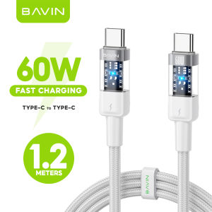 BAVIN CB179 / CB296 60W PD Fast Charging Type-C to Type-C Cable & Data Sync w/ Transparent Design Widely Compatible
