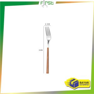 FH-C1166 Sendok Garpu Stainless Steel Korea Handle Kayu / Alat Makan Sendok Garpu Gagang Kayu Spoon