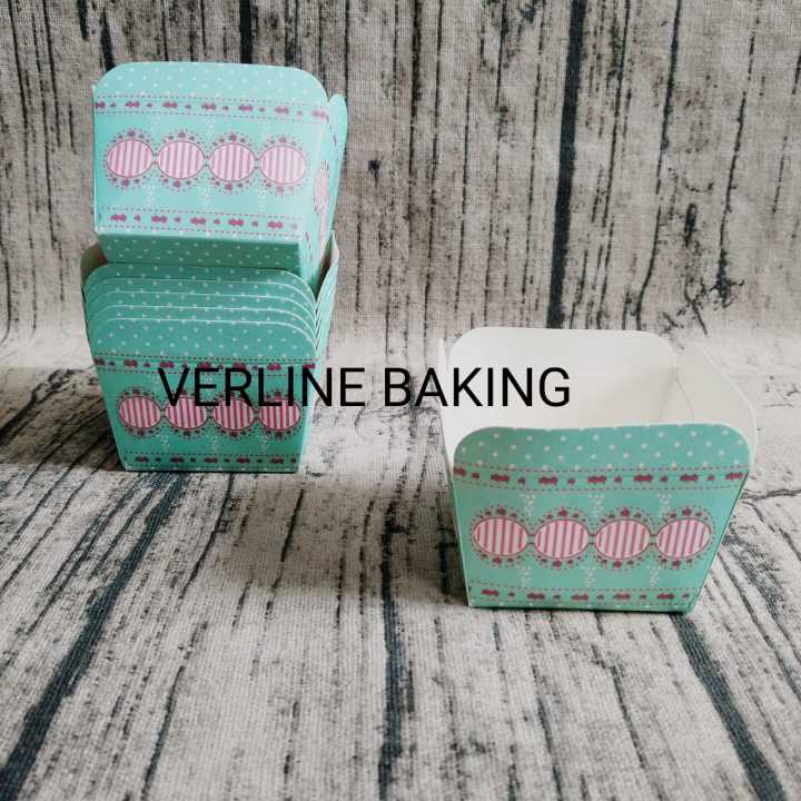 PAPER CUP SQUARE ROSE HIJAU CAKE MUFFIN MAWAR KUE MUFFIN KERTAS KOTAK ...