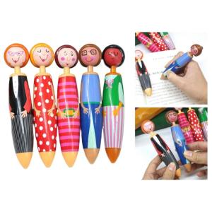 5 Pcs Creative Doll Ballpoint Pen 0.7mm Retractable Ballpoint Pen Oil Pen Press Pen Smooth Writing Pen for Office School