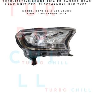 DEPO-231-1140-LEMN2 2016 FD RANGER HEAD LAMP UNIT ECE. ELEC/MANUAL BLK TYPE