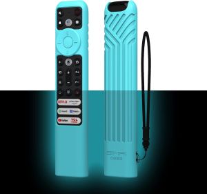 SIKAI Silicone Cover for TCL RC902V FMR1RC813 FMB1 FMB3RC923 Voice Remote Shockproof Case for 55R646 55S546 65R646 65S546 75R646 Series TV Remote Anti Lost with Lanyard Glow Blue