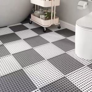 20 PCS Big Drain Holes Bathroom Anti-slip Mat Waterproof Eco-friendly Shower Room Floor Mat 30x30cm 30x30cm Bathroom Non-slip Mats Splicing Floor Mat Decor Combination Carpet Adjustable Mat for Baby Adult Elderly Bathroom Non-slip