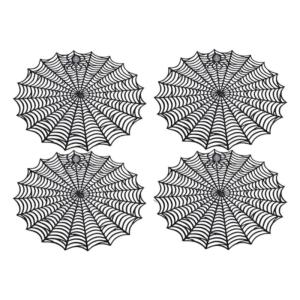 Halloween Spiders Web Placemats Durable PVC Materials Multipurpose Table Decors For Scary Party Dinner Or Everyday Use