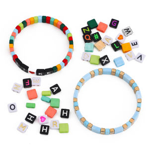 50-100pcs 2 Holes Plastic Acrylic Square English Alphabet Letter Loose Beads for DIY Necklace Bracelet Earring Jewelry Making