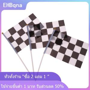 [COD] EHBqna KITCHEN ธงนักแข่งธงโบกมือสี่เหลี่ยมขาวดำ10ชิ้นธงสำหรับแข่งธงรถยนต์