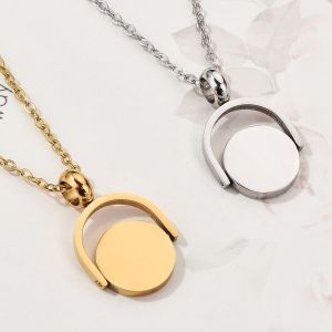 Round Double Sided Rotatable Name Id Engraving Necklaces for Jewelry Making Women Adults Wedding Supplies Craft