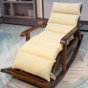 UrbanSpace SG- New Chinese Style All-Solid Wood Rocking Chair Walnut Lazy Rocking Chair Living Room Elderly Lunch Break Sleeping Recliner