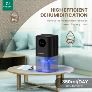 LORDWEY Smart Dehumidifier Home Portable 1.7L Large Capacity Suitable for Bathroom Basement with Timing & Color Lights