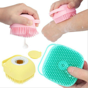 Spons Mandi Sikat Badan Silicone Dengan Tabung Sabun Cair / Soap Dispenser And Bath Brush / Sikat Pembersih Penggosok Punggung