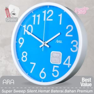 Jam Dinding Quartz ARA Minimalis Sweep Minimalis Abu ARA AR1113-168 Dekorasi Kamar Minimalis Sweep Besar