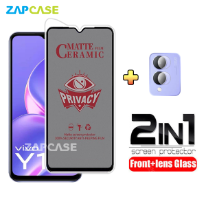 PAKET 2in1 Anti Gores Layar Privacy Vivo Y17S Free Tempered Glass Camera Lens