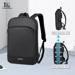 LouisWill กระเป๋าสะพายกระเป๋าเป้สะพายหลังผู้ชายกระเป๋าโน้ตบุ๊คสะพายหลังขยายได้กระเป๋าเป้เดินทางความจุขนาดใหญ่ผู้ชายกระเป๋าเป้ใส่แล็ปท็อปขนาด15.6นิ้วกันขโมยกระเป๋าเป้สะพายหลังอเนกประสงค์