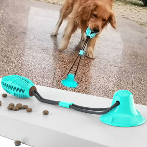 Dental Chew Ball for Dogs - Teeth Cleaning Suction Cup Toy    360 °   Chew Bumps & Double-Layer Brush    Indestructible TPR w/ Bell    Tartar Remover for Medium/Large Dogs