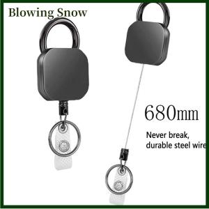 Blowing 1PC 680MM Reinforced Steel Wire Cord Heavy Duty Metal Retractable Carabiner Keychain Belt Badge Reels Clip