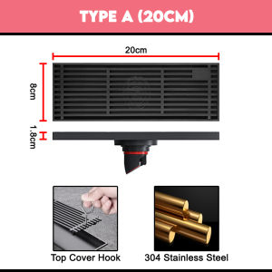 ROCO 20/30CM Rectangular Floor Trap Bathroom Floor Grating Stainless Steel Floor Cover Anti Odor Drain Cover