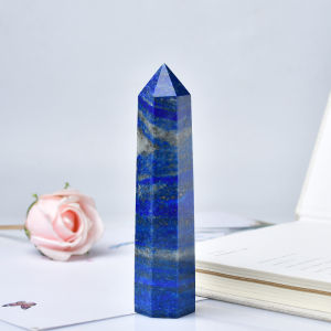 13cm Natural Crystal Lapis Lazuli Single Pointed Hexagonal Rough Ore Pillar Polished Energy Column Healing Stone