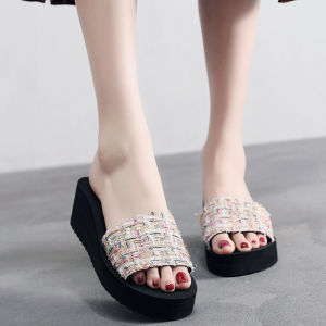 [Free Shipping] New WomenS Summer Sandals Fashionable And Versatile With Thick Soles Wedge Heels And A Color-Block Design Perfect For The Beach