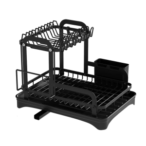 Multiurpose 360° Rotating Double Layer Dish Drying Rack Home Accessory for Efficient Kitchen Supplies Organization