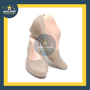 L550-2 Sepatu Wedges Wanita Jelly Kilap Glossy Glanz Sepatu Kerja Cewek Lentur Elegant Glanzton Naai
