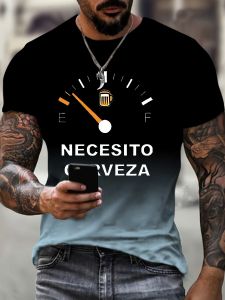 Mens T-Shirts Gradient Color Beer Graphic Print Top Short Sleeve Tee Vacation Casual Summer T-Shirt Man O-Neck Funny T Shirts