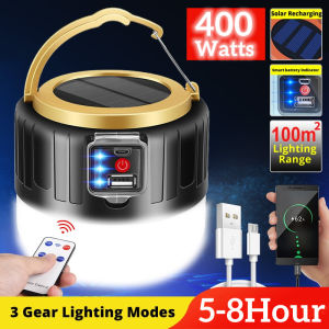400W Solar Camping Light Rechargeable Light USB / Solar Charging led Camping lamp Waterproof Remote control Outdoor Emergency Lights
