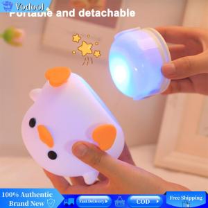 [Vodool Brand Center]Silicone Duck Pat Night Light Atmosphere Light Eye Caring Cute Nursery Nightlight 7 Light Colors for Home Bedroom Decor