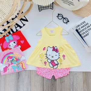 JanElla’s SANDO / SLEEVELESS CUTE SHORTS SET (6 months to 6 Years Old) TERNO for KIDS GIRLS 100% Cotton Made in Vietnam