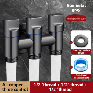 1 In 3 Out Toilet Angle Valve G1/2 G3/4 Brass Explosion-Proof & Crack-Resistant For Bathroom Toilet Washing Machine Balcony