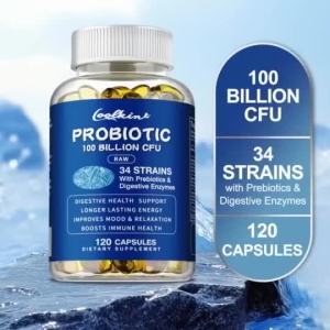 Coolkin Probiotics Probiotik untuk Penghadaman Sokong Kesihatan Usus Campuran Prebiotik Vegetarian 30/60/120 Count