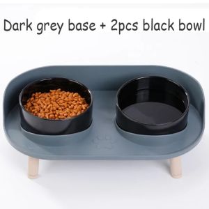 xpkQ Cat FeederDouble Bowls Cat Food Water Bowel Adjustable Height Cats Dogs Drinker Water Bowl Dish Feeding Kitten Supplies 5Y6Z3