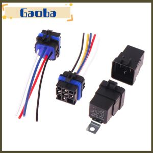 gaoba รีเลย์รถ1ชุดพร้อมซ็อกเก็ต DC 12 24V 40A 4 5Pin แอมป์กันน้ำสายทองแดงชุบดีบุก5-PIN SPDT สำหรับพัดลมอัตโนมัติเรือ