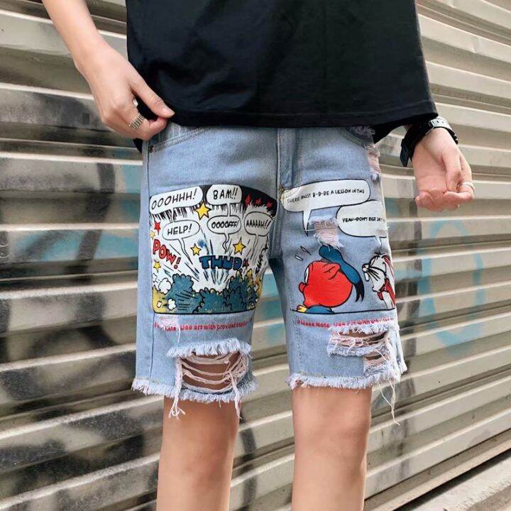 Denim shorts sale painted