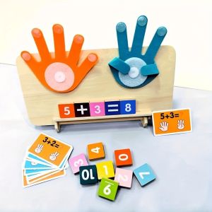 Wooden Finger Math Learning Toy - Educational Arithmetic Puzzle for Addition & Subtraction Skills Mixed Colors Math Operation Cognitive Matching Board