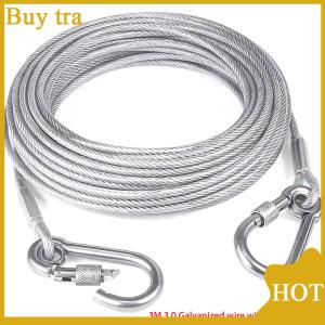 [Buytra] 3-10M Double-Headed Dog Tie Out Cable Leash Raction Rope Metal Buckle Steel Wire Anti-Rust Training Collar Outdoor Dogs Strap