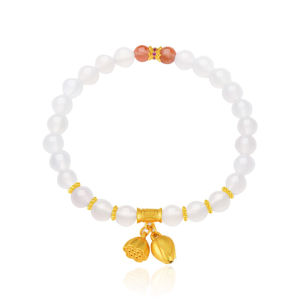CTS S925 Silver Green Hetain Jade Beaded Bracelet Lotus and Pod White Chalcedony Beaded Bracelet  Women Jewelry Accessories Gifts CHOW TAI SENG 周大生 S1HC0451 S1HC0332