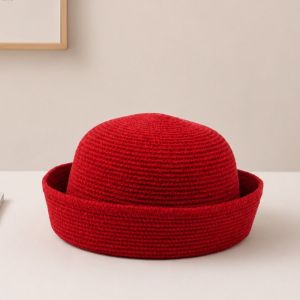 SLIGHTDELVE French Style Chenille Pillbox Hat Fedoras Elegant Beret Hat Vintage Dome Sailor Hat Fashion Show